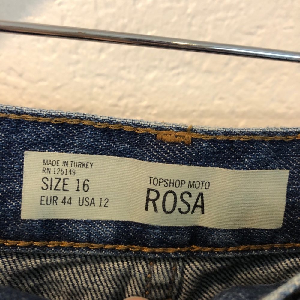 Topshop Blue Distressed Jean Shorts with Patch Details - Picture 10 of 12